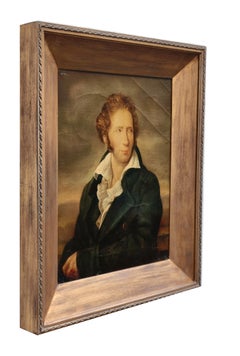 PORTRAIT OF UGO FOSCOLO - Antonio Jannone - Italian  Oil On Canvas Painting