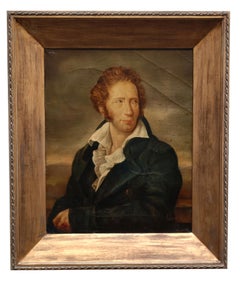 PORTRAIT OF UGO FOSCOLO - Antonio Jannone - Italian  Oil On Canvas Painting