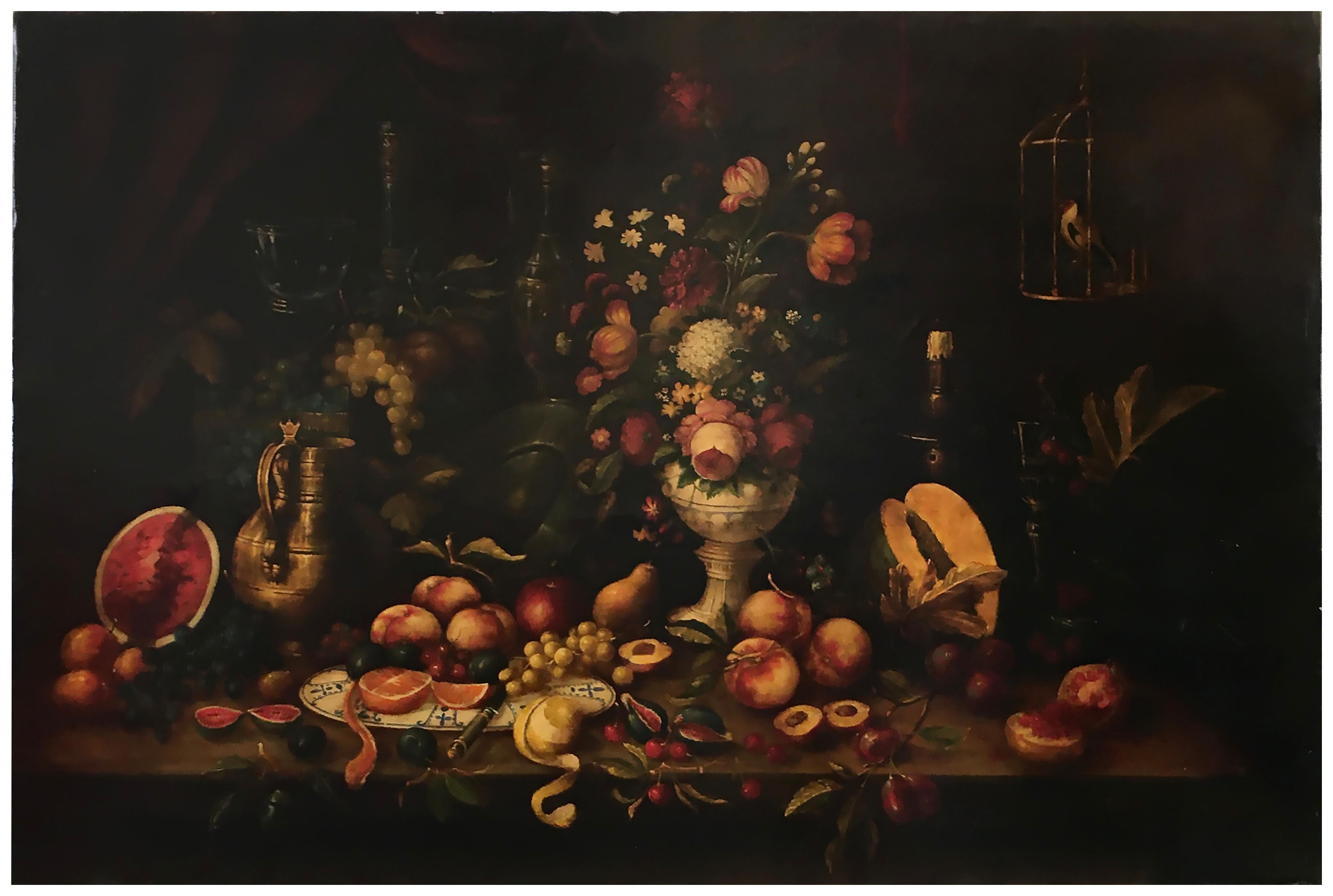 Stillleben – Italienisches Ölgemälde auf Leinwand von Antonio Jannone – Painting von ANTONIO JANNONE