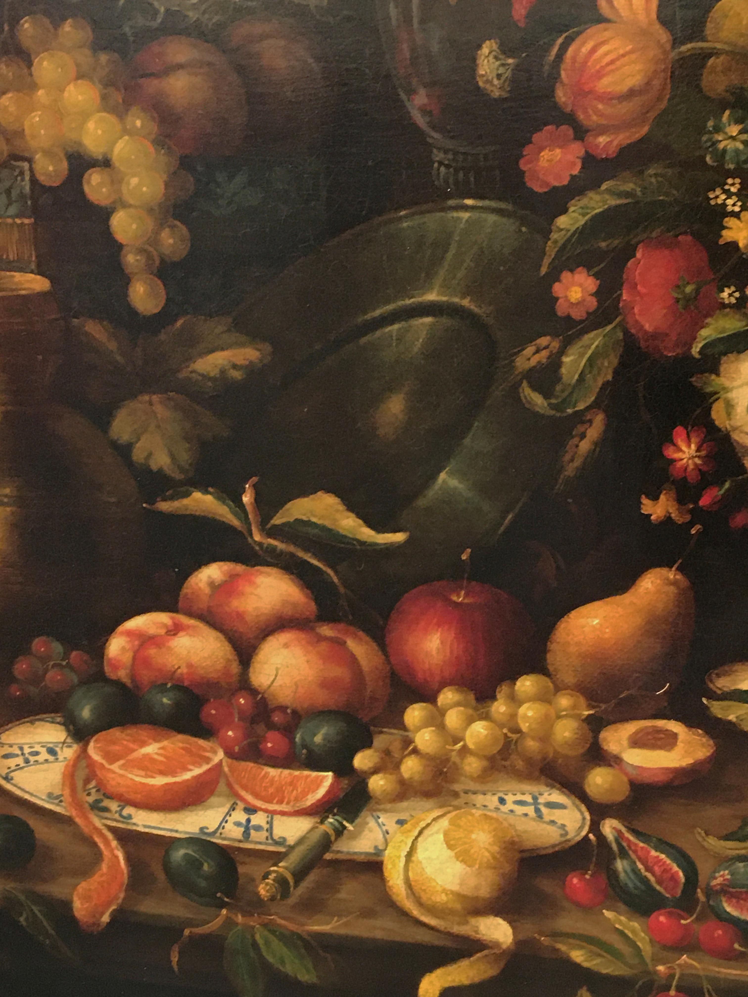 Naturaleza muerta - Óleo italiano sobre lienzo de Antonio JANNONE - Still-Life Painting Negro de ANTONIO JANNONE