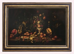 Naturaleza muerta - Óleo italiano sobre lienzo de Antonio JANNONE