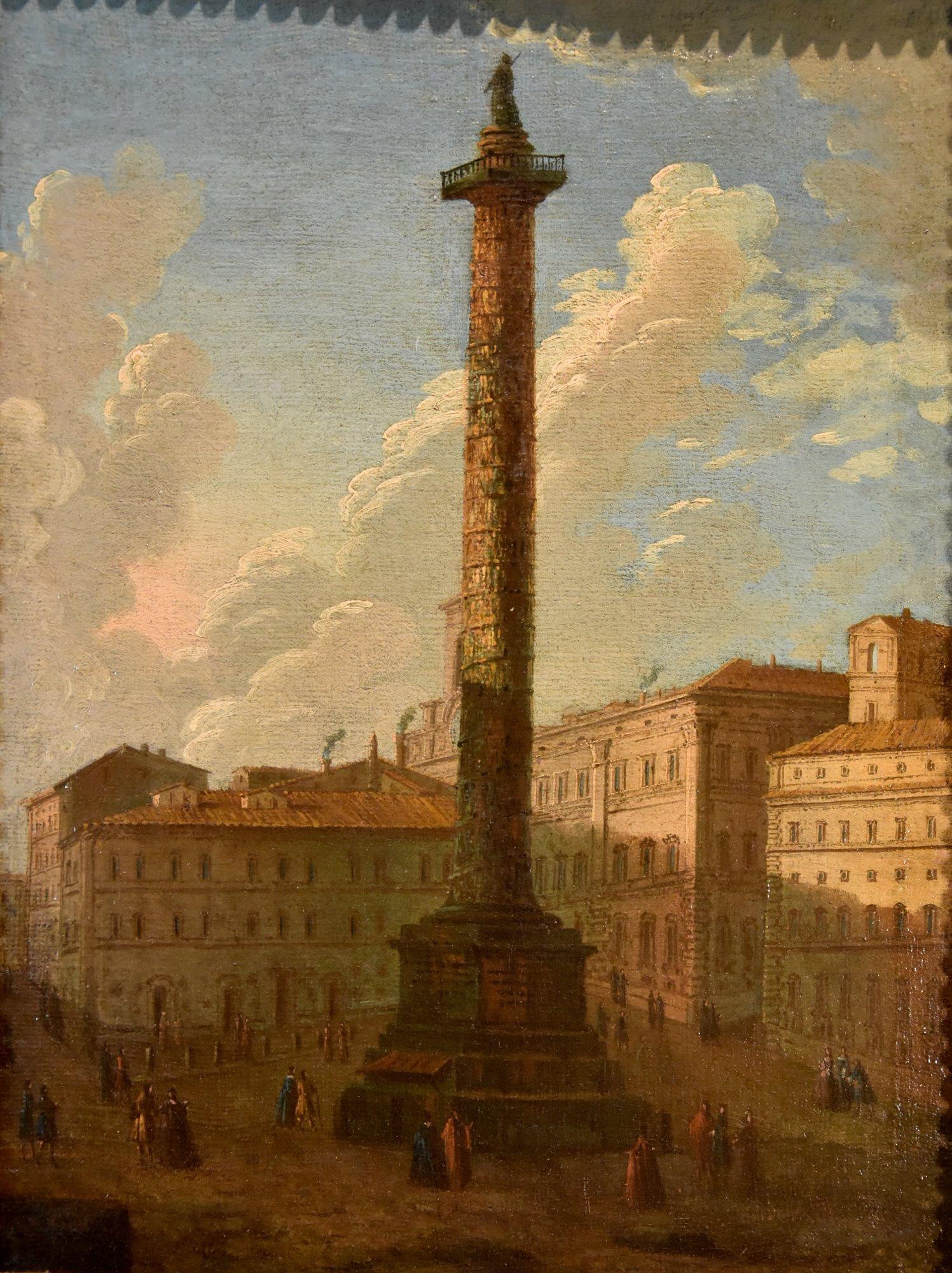 Pair Views Rome Landscape Joli Paint 18yh Century OIl on canvas Old master Art For Sale 11