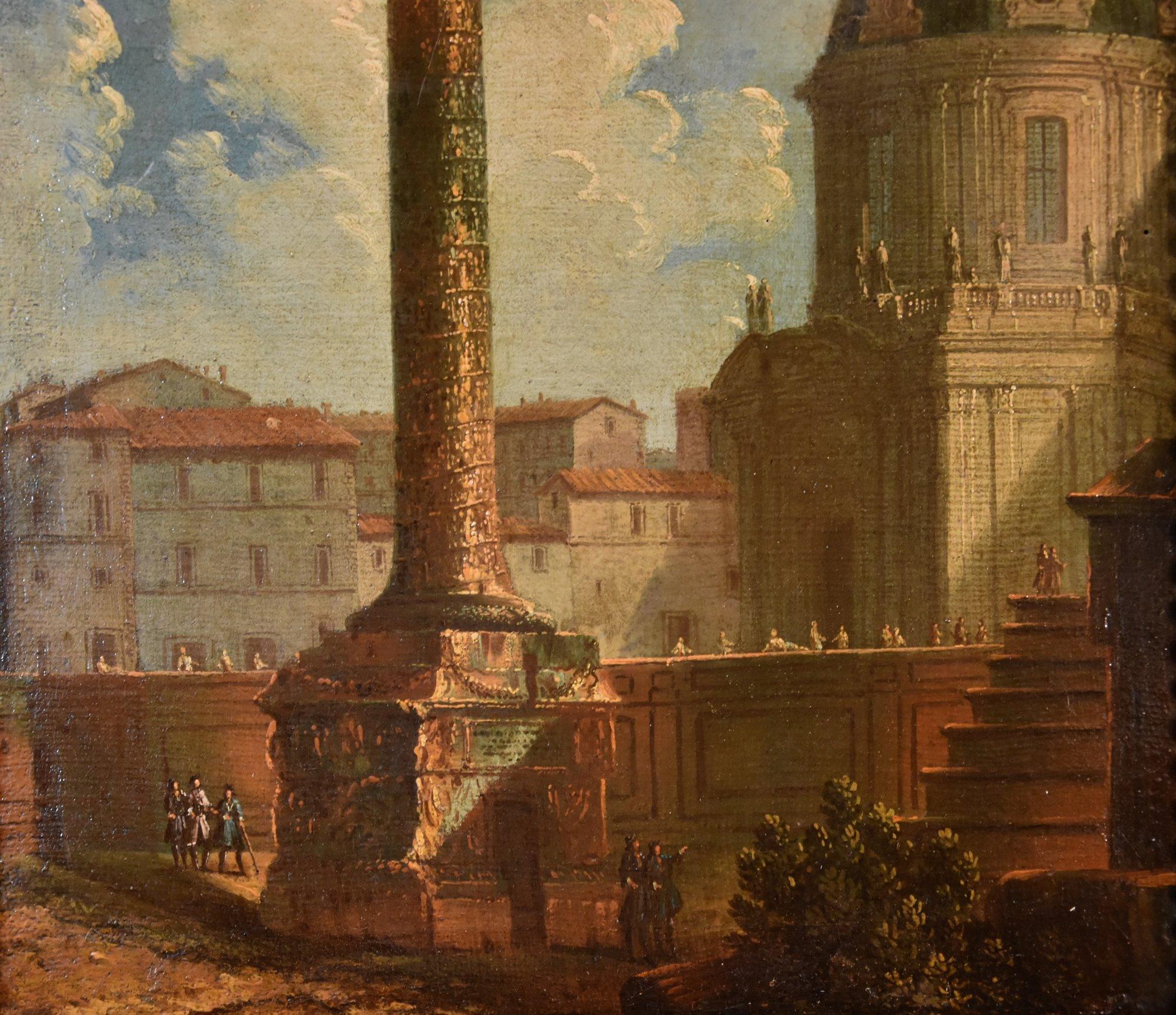 Pair Views Rome Landscape Joli Paint 18yh Century OIl on canvas Old master Art For Sale 12