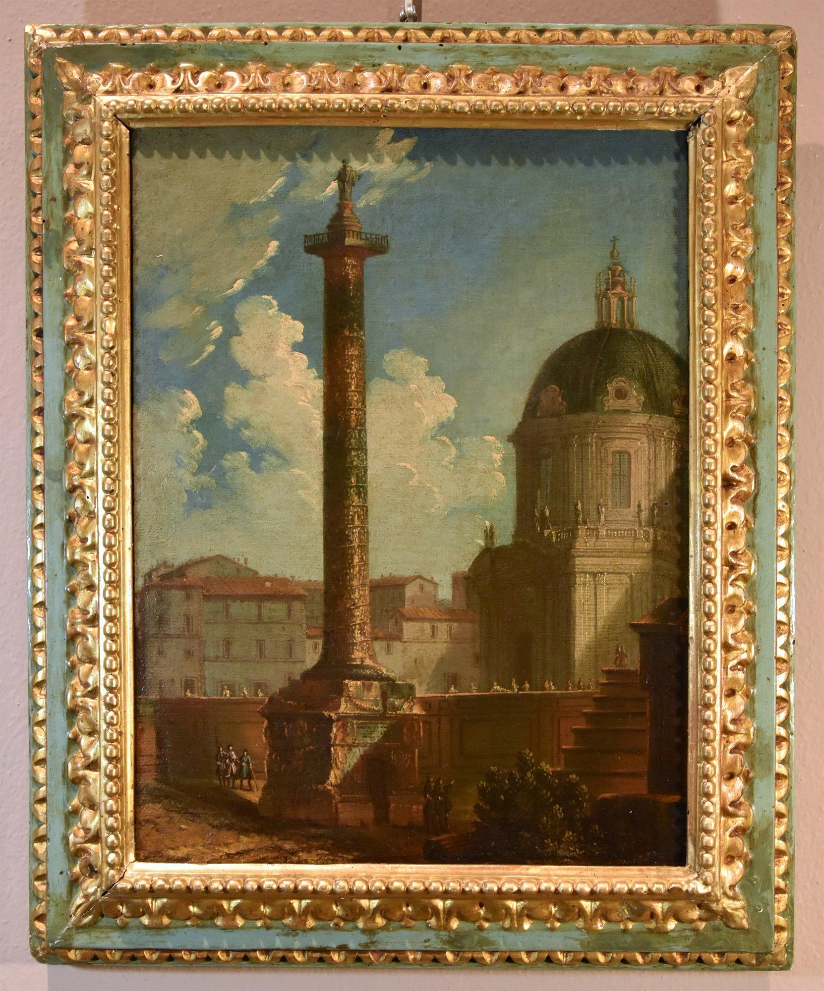 Pair Views Rome Landscape Joli Paint 18yh Century OIl on canvas Old master Art - Old Masters Painting by Antonio Joli (Modena, 1700 – Naples, 1777)  