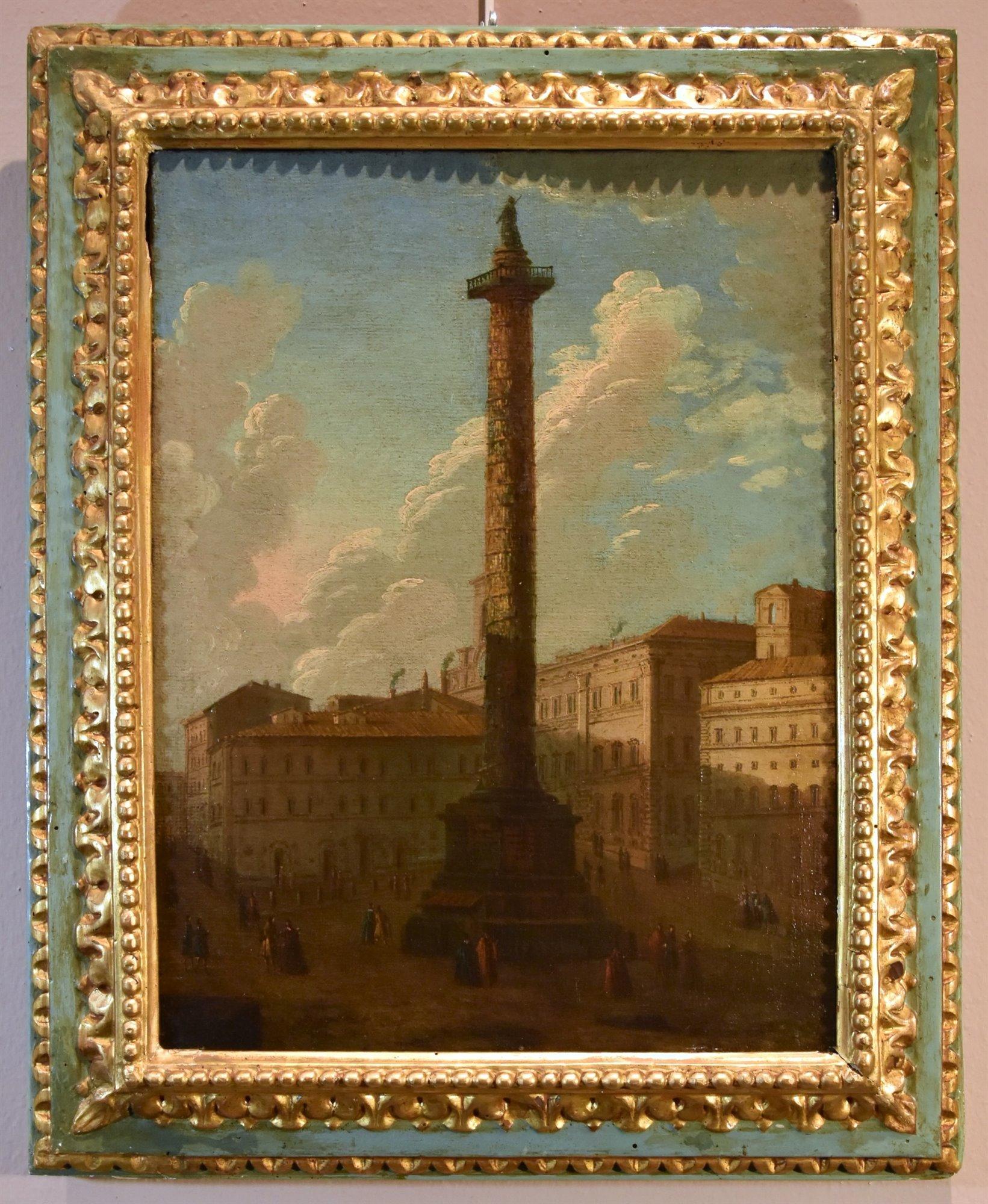 Antonio Joli (Modena, 1700 – Naples, 1777)  

Pair of views of Rome 

1. View of Rome with Trajan's Column and the Church of the Holy Name of Mary 

2. View of Rome (Piazza Colonna) with the Antonine Column, Palazzo Chigi and Via del Corso  

Oil on