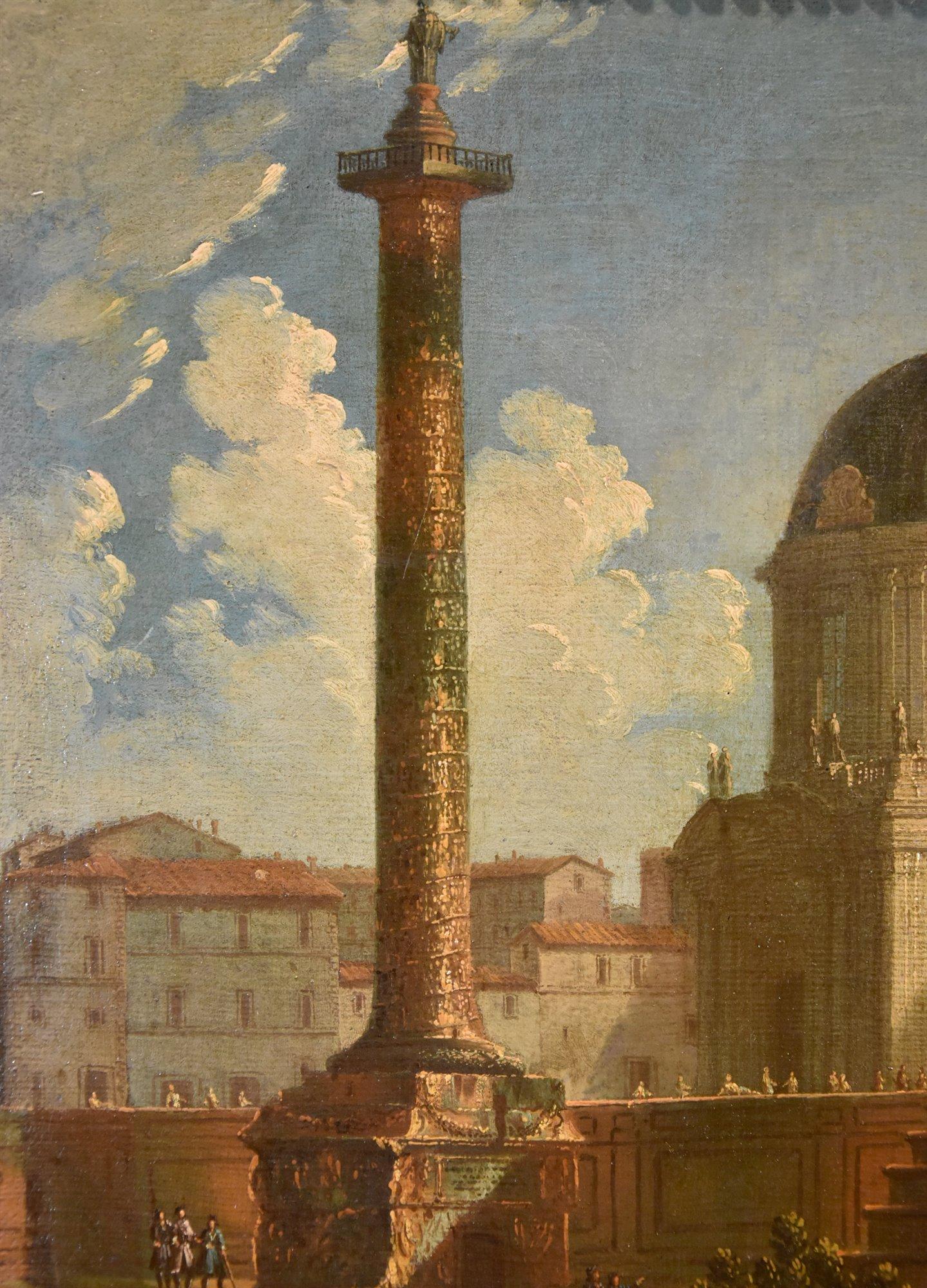 Pair Views Rome Landscape Joli Paint 18yh Century OIl on canvas Old master Art For Sale 3