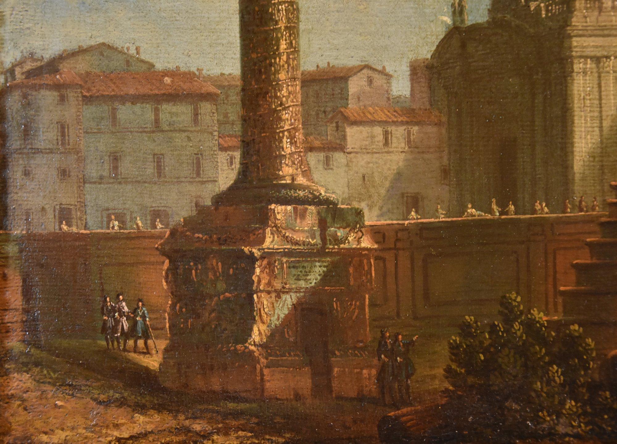 Pair Views Rome Landscape Joli Paint 18yh Century OIl on canvas Old master Art For Sale 4
