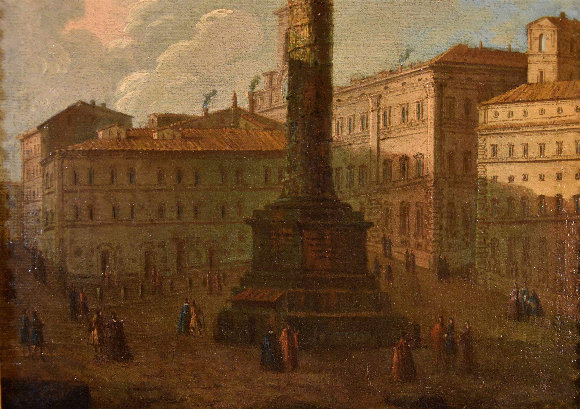 Pair Views Rome Landscape Joli Paint 18yh Century OIl on canvas Old master Art For Sale 6