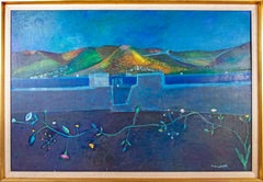 Vintage 'Blue Landscape' Original Signed Painting