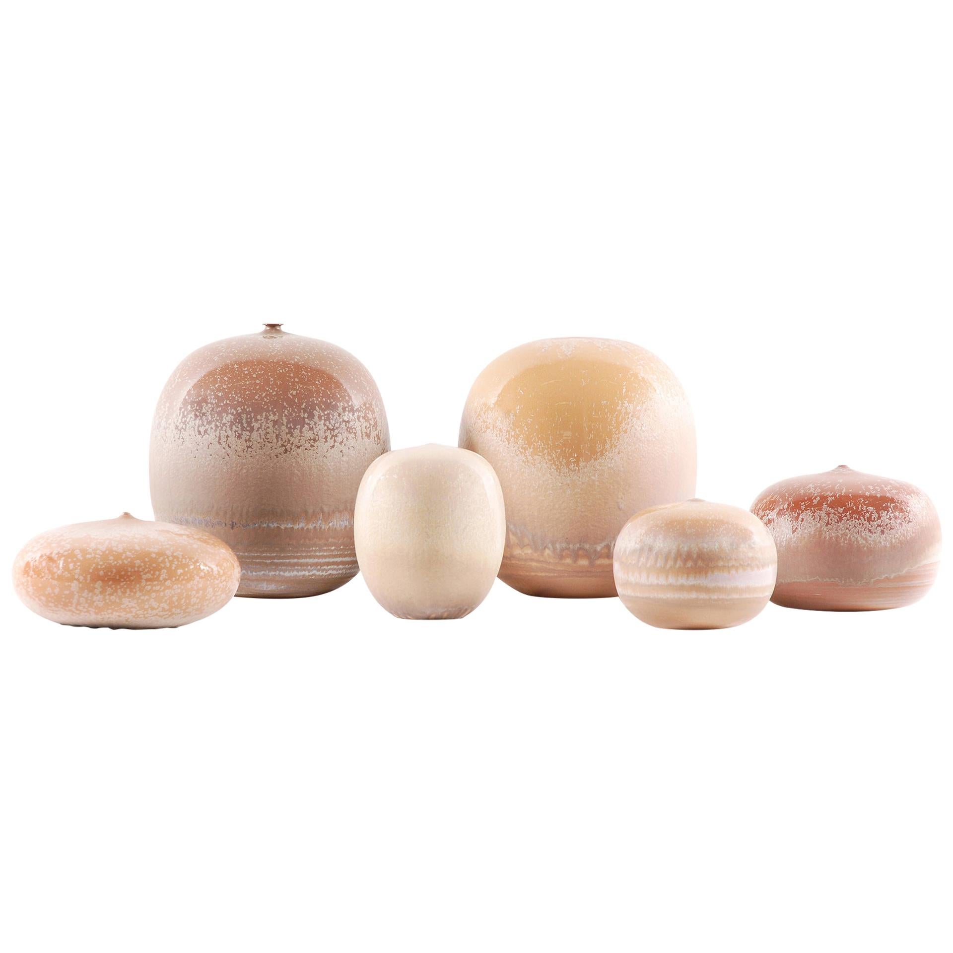 Antonio Lampecco, Set of 6 Spherical Ceramics For Sale