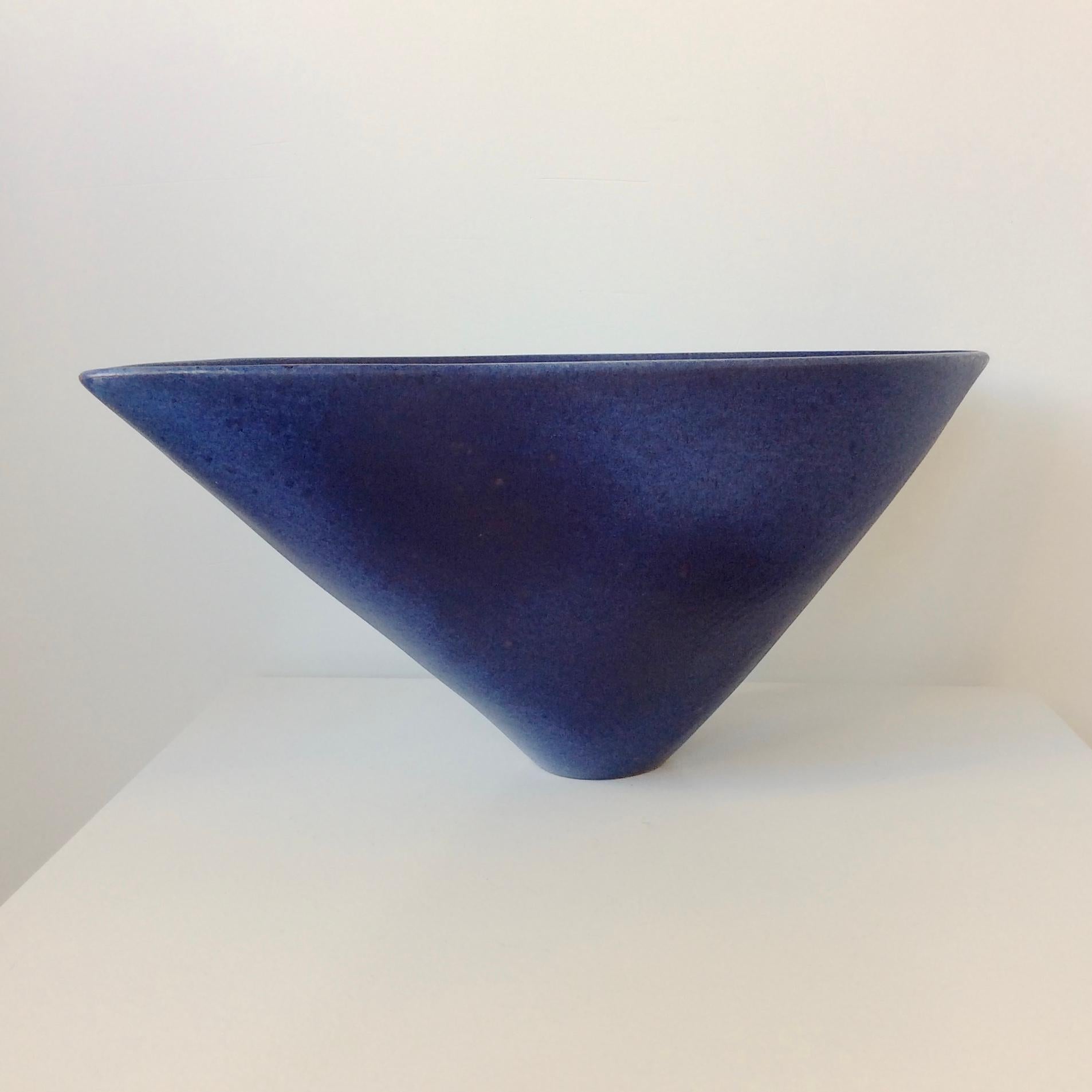 Antonio Lampecco Signed Large Ceramic Blue Vase, circa 1970, Belgium For Sale 4