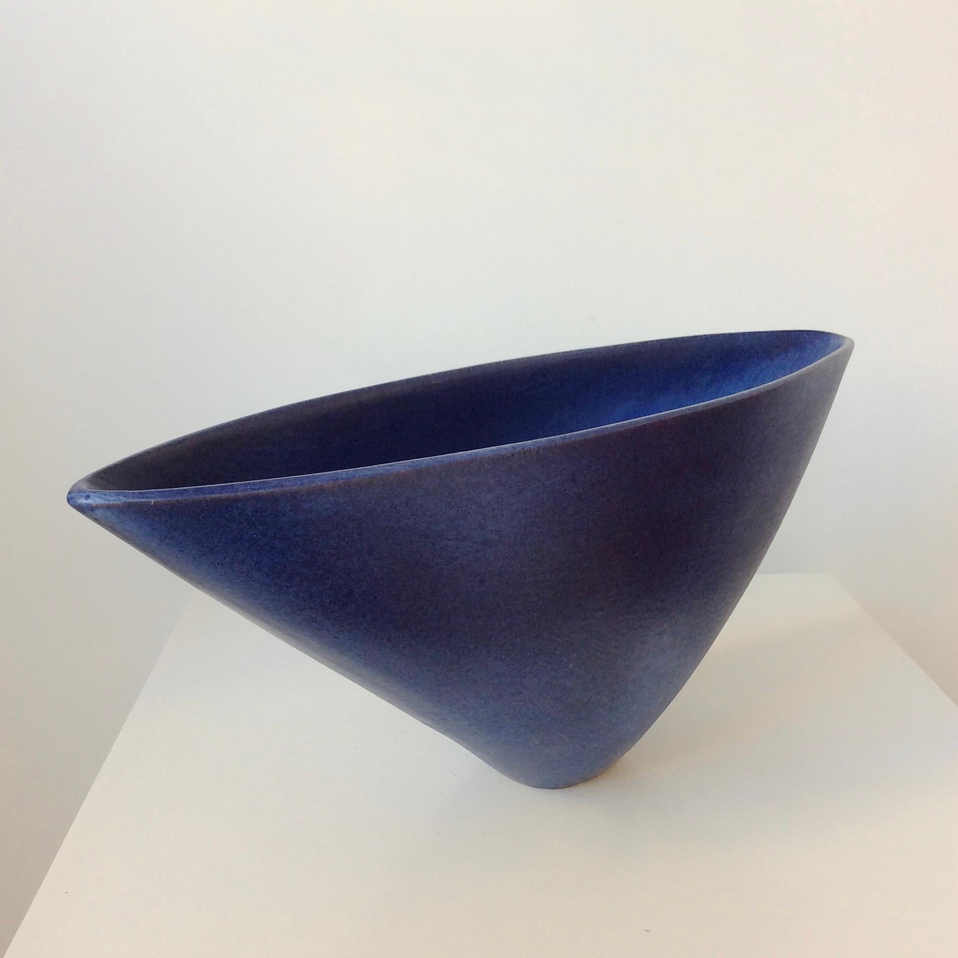 Antonio Lampecco Signed Large Ceramic Blue Vase, circa 1970, Belgium For Sale 8