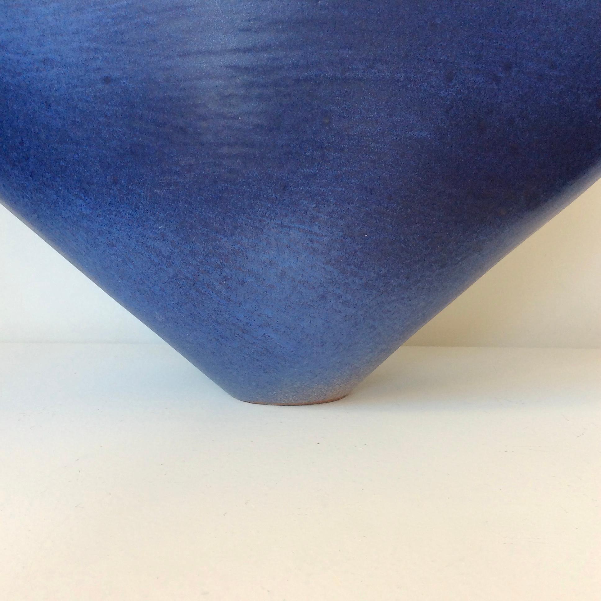 Late 20th Century Antonio Lampecco Signed Large Ceramic Blue Vase, circa 1970, Belgium For Sale