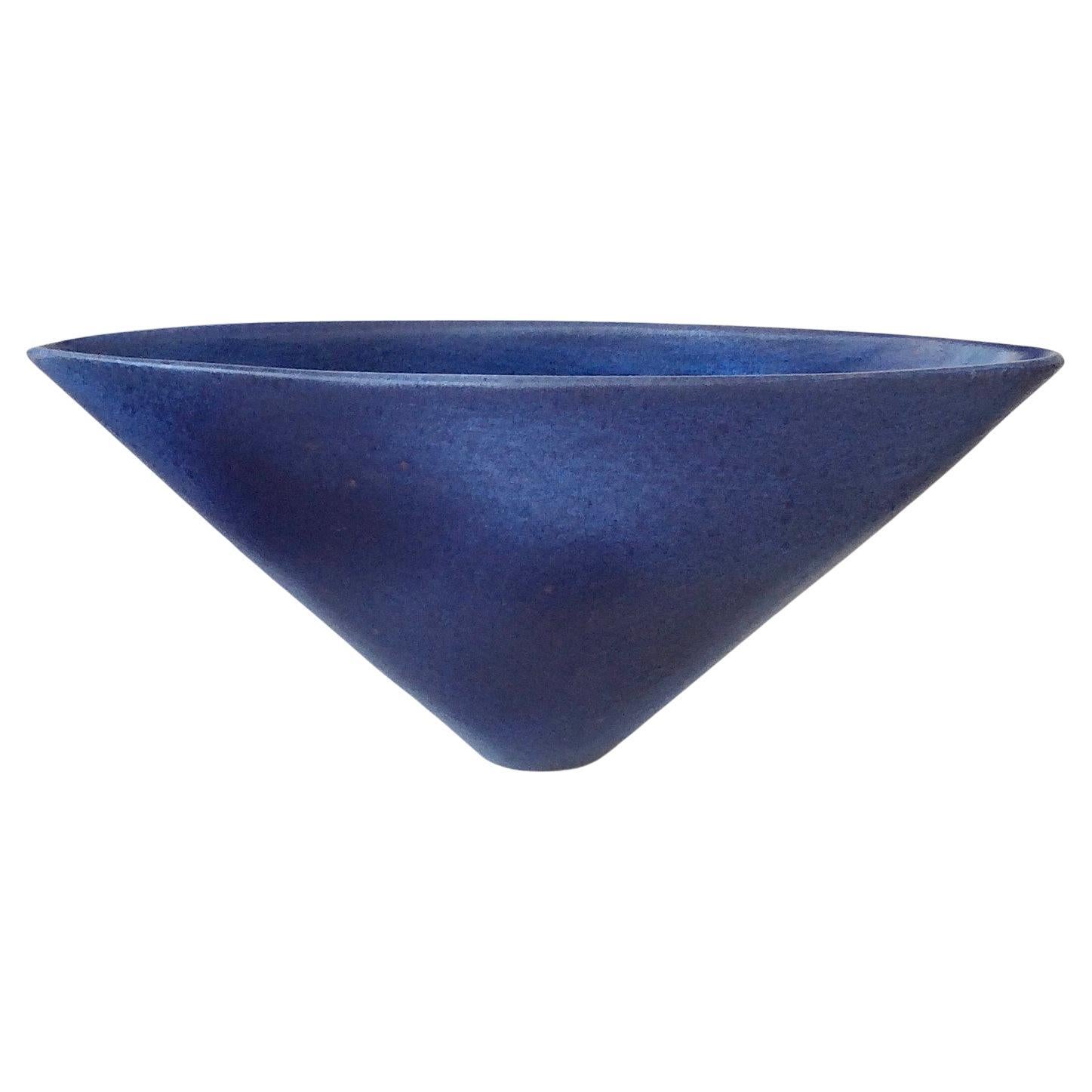 Antonio Lampecco Signed Large Ceramic Blue Vase, circa 1970, Belgium For Sale