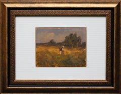 Ein Spaziergang. Pappe, Öl. 7,5x9,5 cm