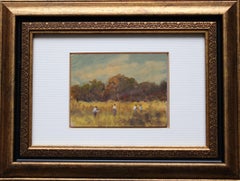 An der Brücke. Pappe Karton, Öl. 6.2x8 cm