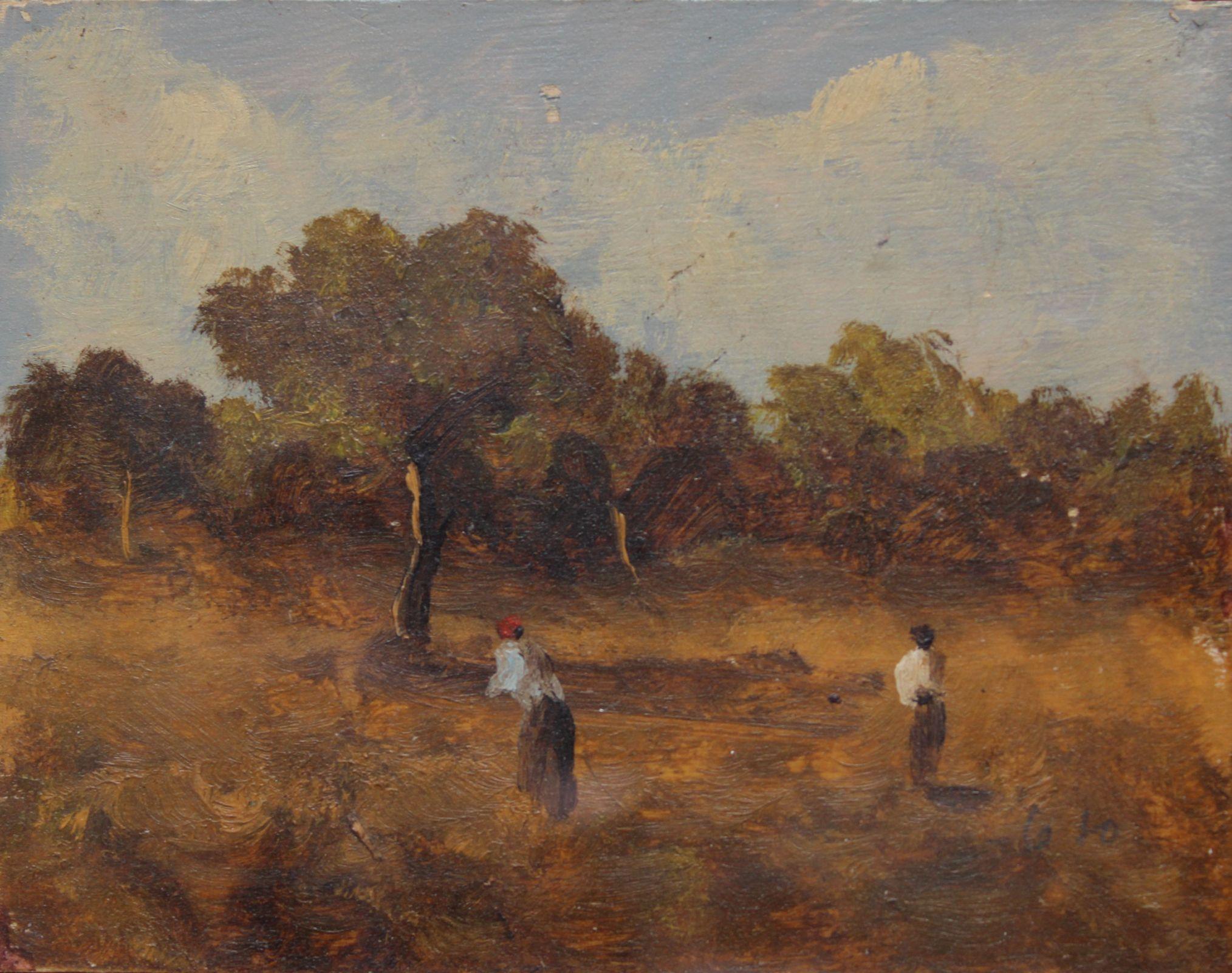 Landscape Painting de Antonio Leto - Cartón, óleo. 7,5x9,5 cm