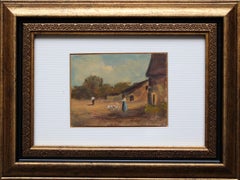 In the yard. Cardboard, oil. 6.2x8 cm