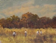 Meadow. Cardboard, oil. 6.2x8 cm