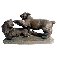 Scultura in bronzo di Antonio Ligabue con animali da combattimento del 1940