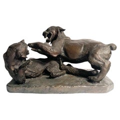 Antonio Ligabue Bronze Sculpture of Fighting Animals from 1940s