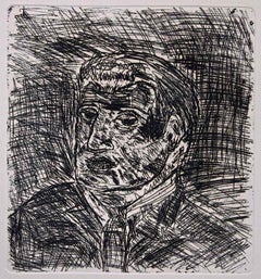 Man with Tie - Etching by Antonio Ligabue - 1968 ca