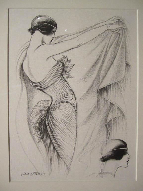 Gray Antonio Lopez 1979 Coty Award Lithograph Mary McFadden For Sale