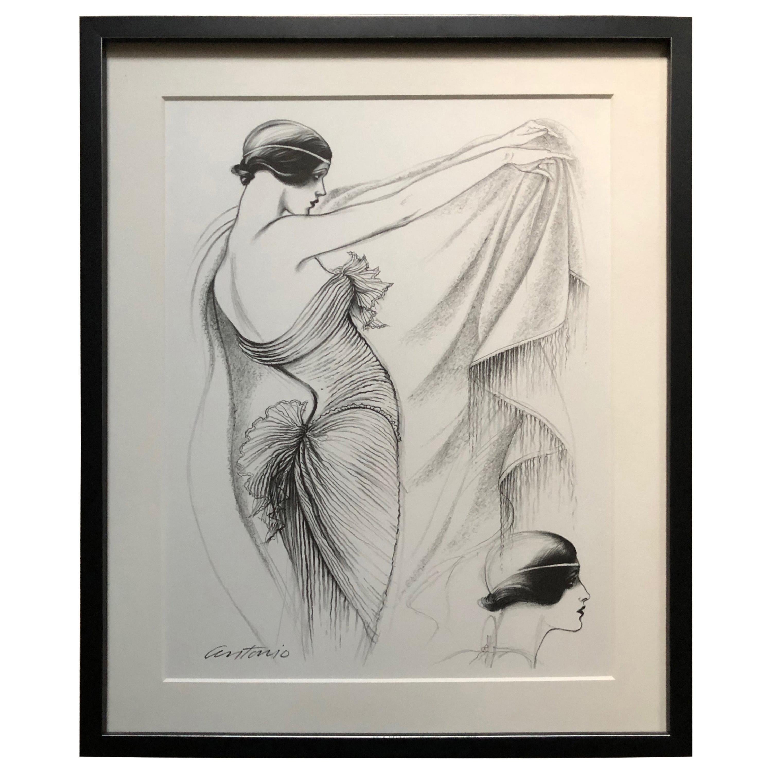 Antonio Lopez 1979 Coty Award Lithograph Mary McFadden For Sale