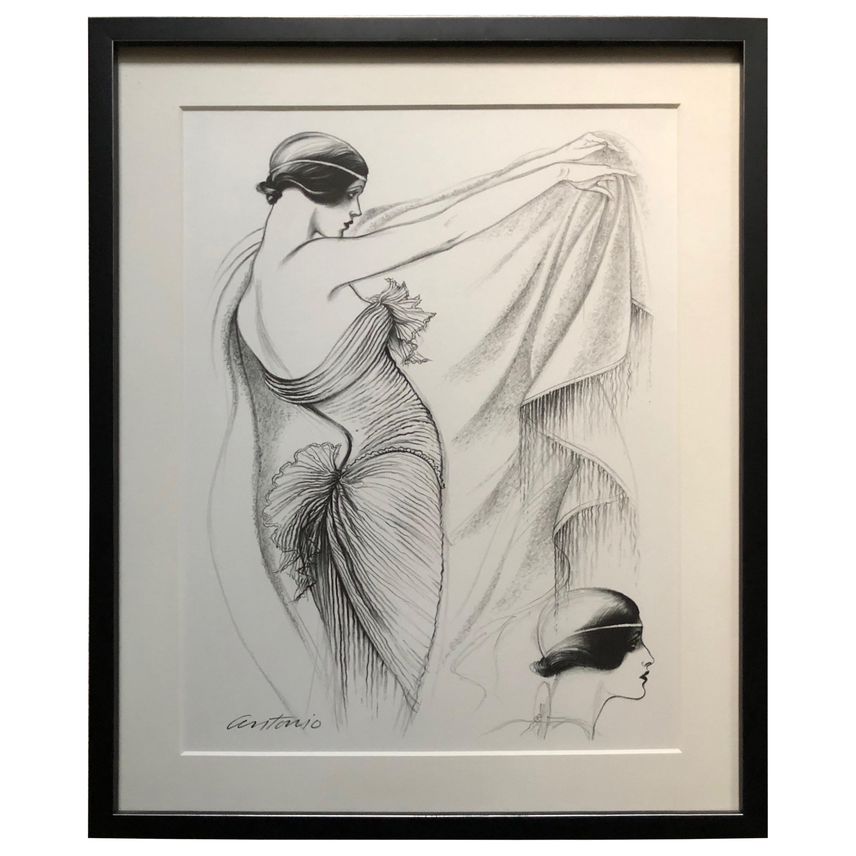Antonio Lopez 1979 Coty Award Lithograph Mary McFadden For Sale