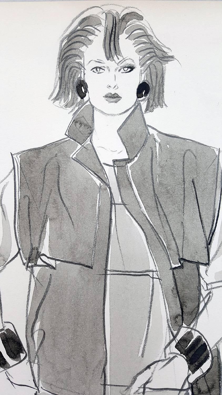 Stilvolle 80er Jahre Frauen, Modeillustration – Art von Antonio Lopez