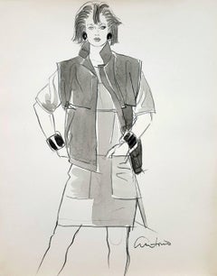 Retro Stylish 80's Women, Fashion Illustration 