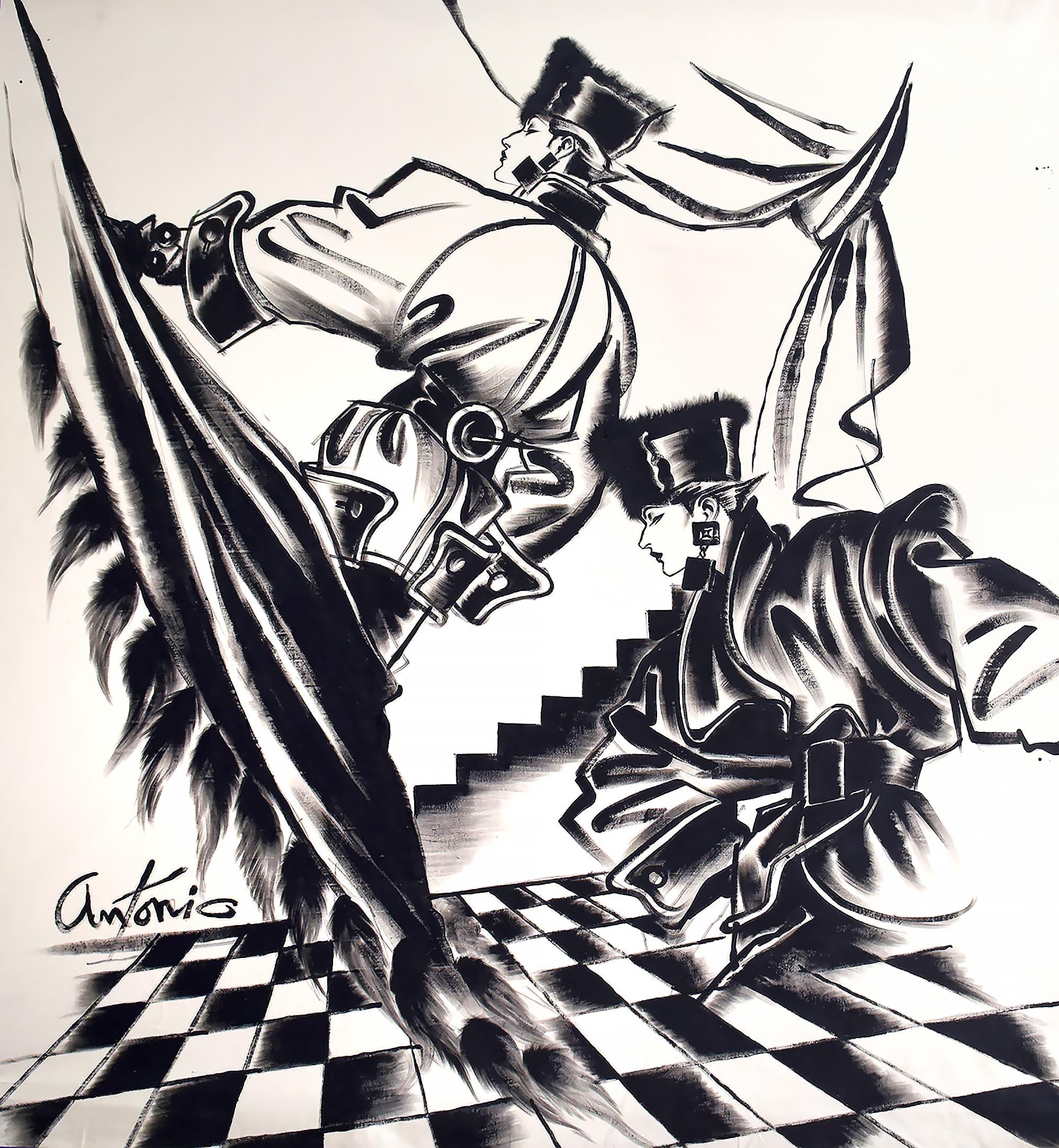 Vetrina Bloomingdale's di New York - Painting di Antonio Lopez
