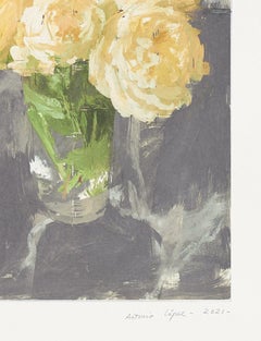Spanish Artist signed limited edition original art print lithography floral