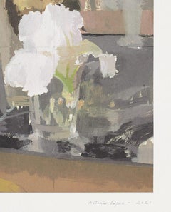 Spanish Artist signed limited edition original art print lithography floral