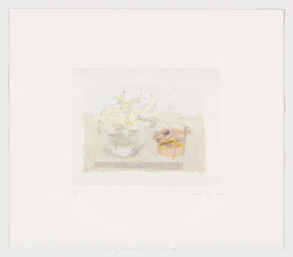 Spanish Artist signed limited edition original art print lithography floral