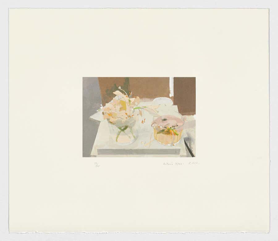 Spanish Artist signed limited edition original art print lithography floral