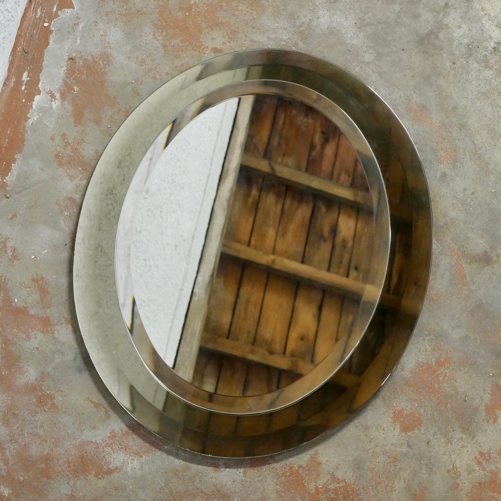 Italian Antonio Lupi Oval Mirror by Cristal Luxor, 1970s