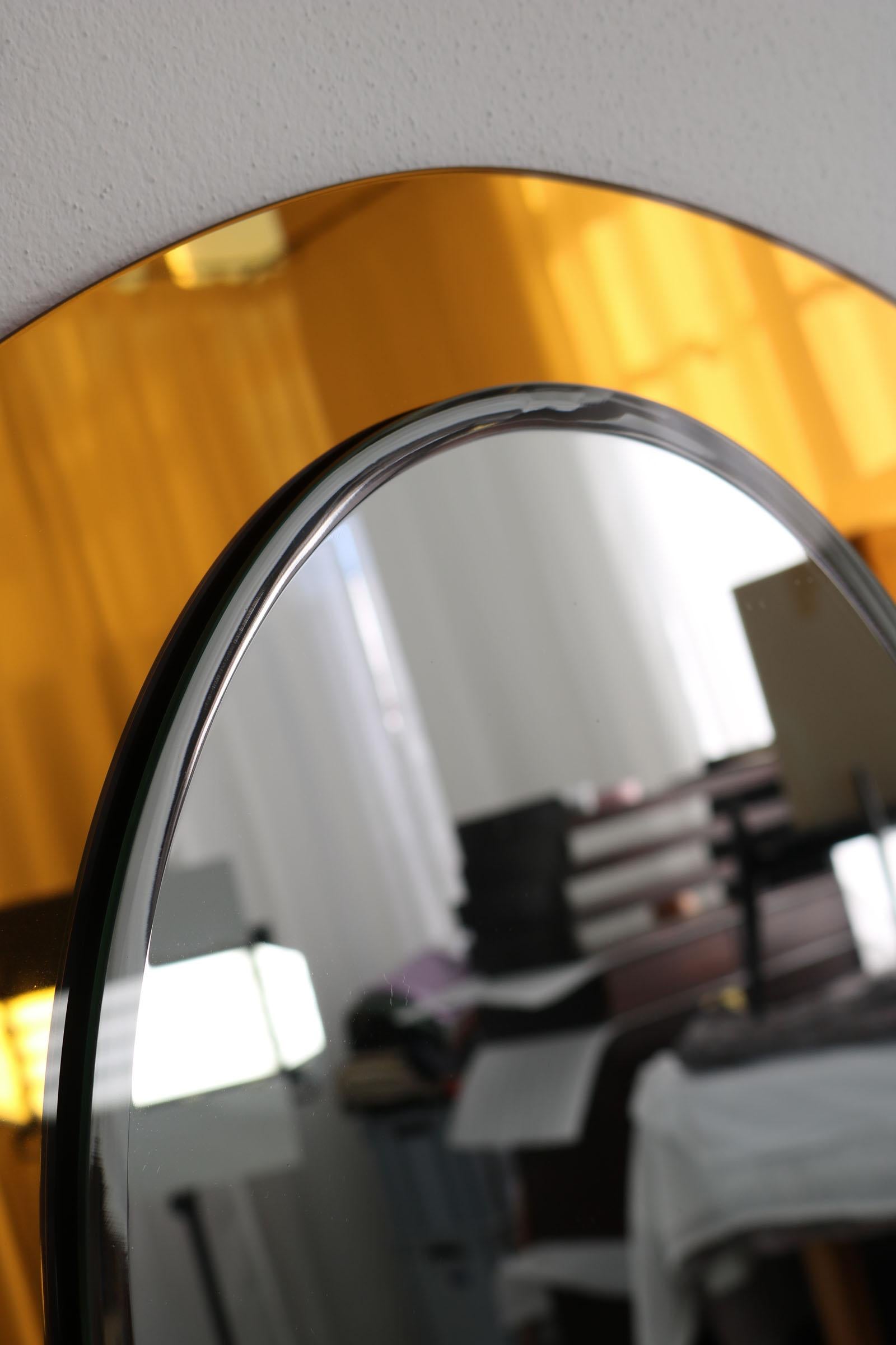 Antonio Lupi Oval, Two-Tone, Italian Mirror, by Cristal Luxor, 1960s 10
