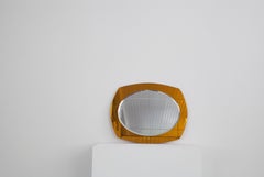 Miroir italien ovale Antonio Lupi, bicolore, par Cristal Luxor, années 1960