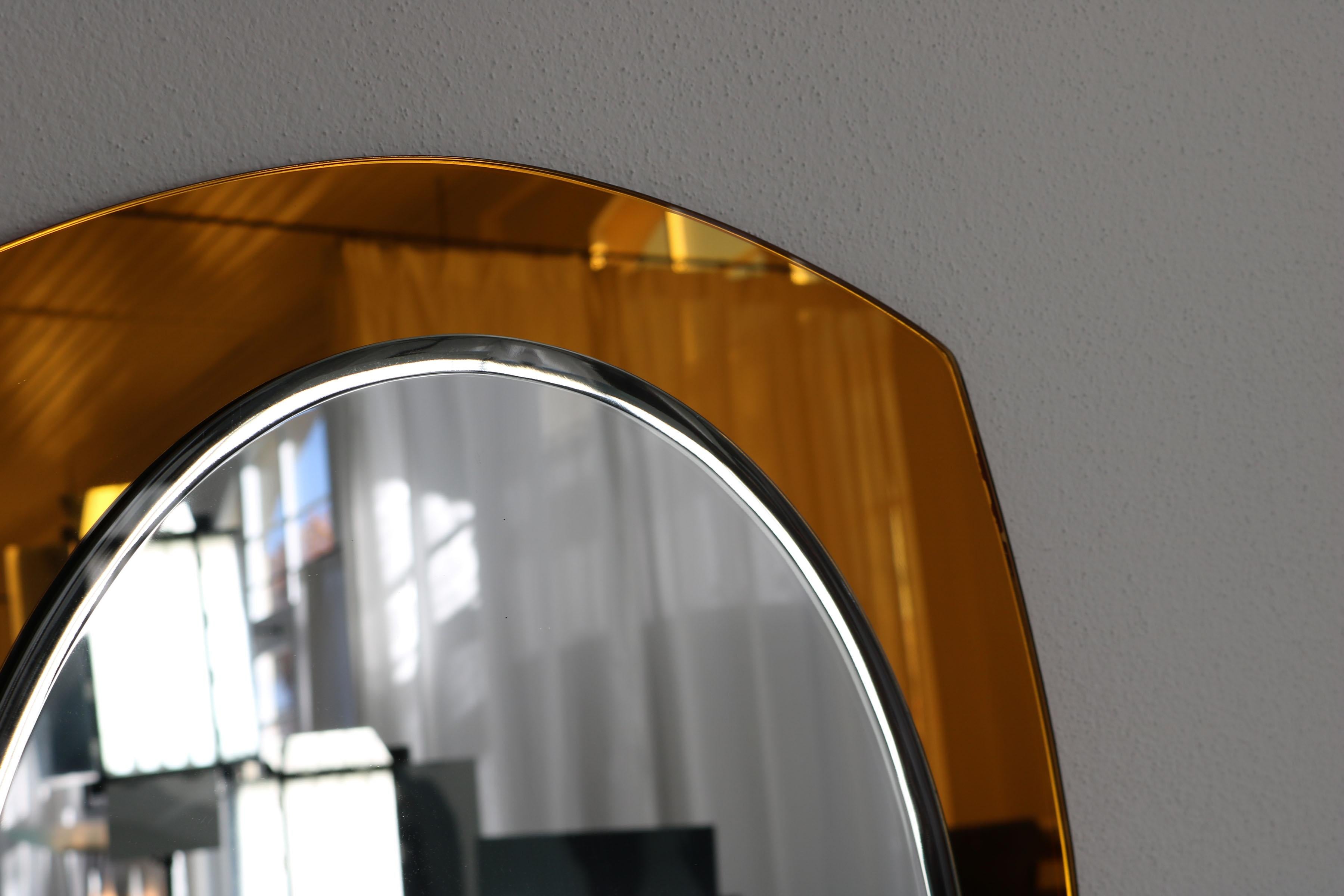 Antonio Lupi Oval, Two-Tone, Italian Mirror, by Cristal Luxor, 1960s 15