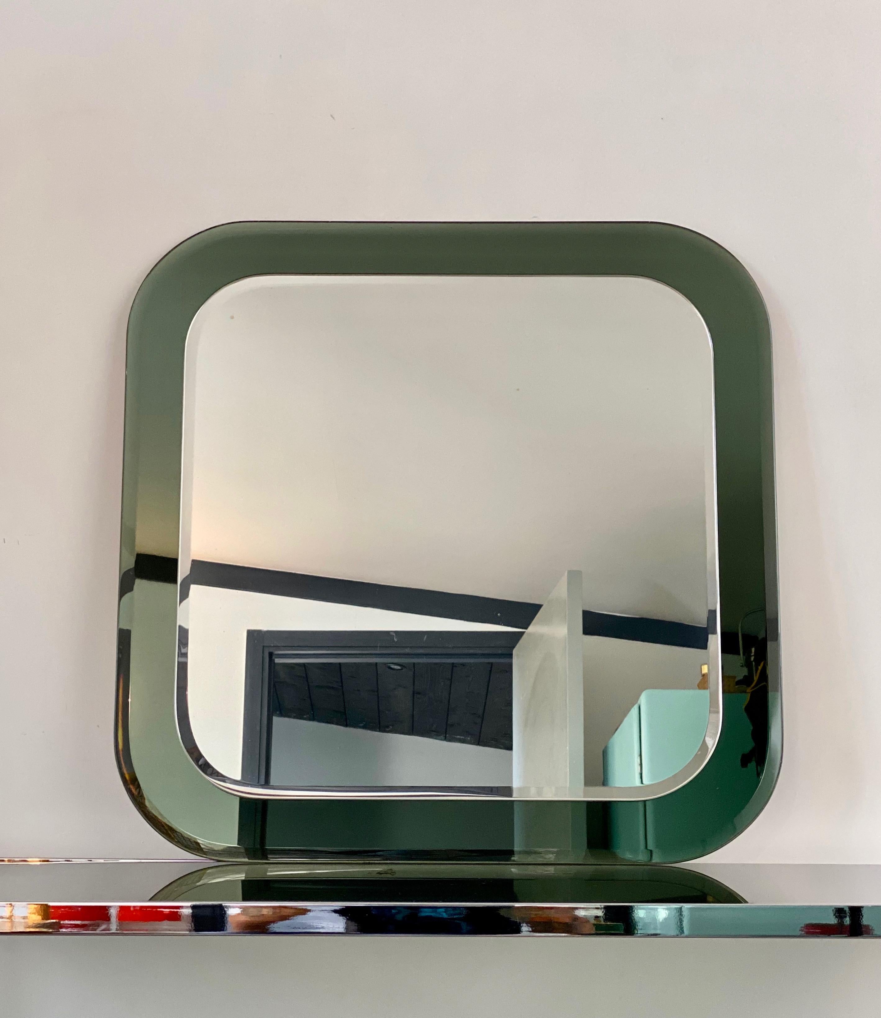 Mid-20th Century Antonio Lupi Round Corners Italian Wall Mirror by Cristal Luxor, 1960s