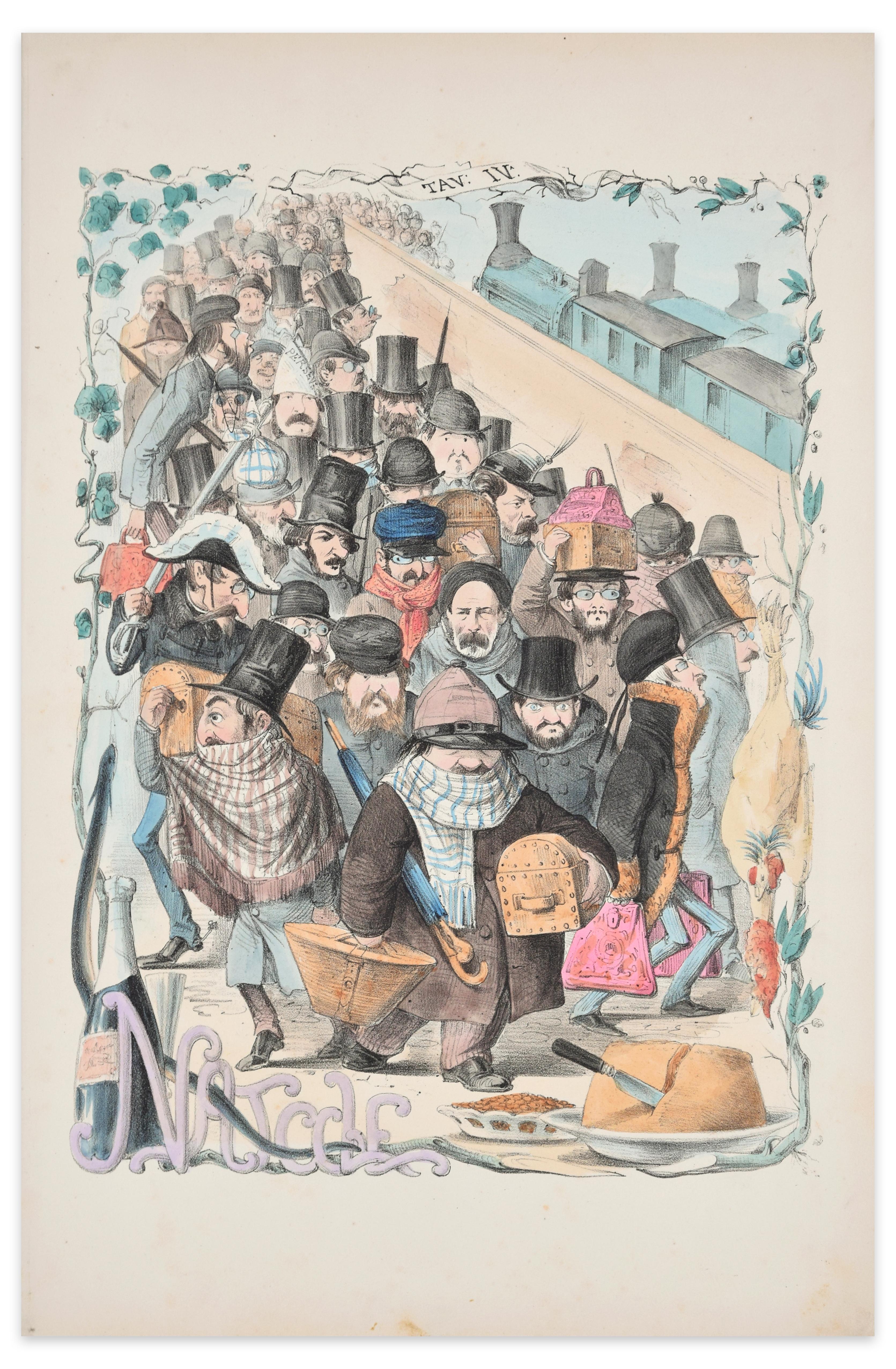 Antonio Manganaro Figurative Print - Christmas  - Lithograph by A. Maganaro - 1872