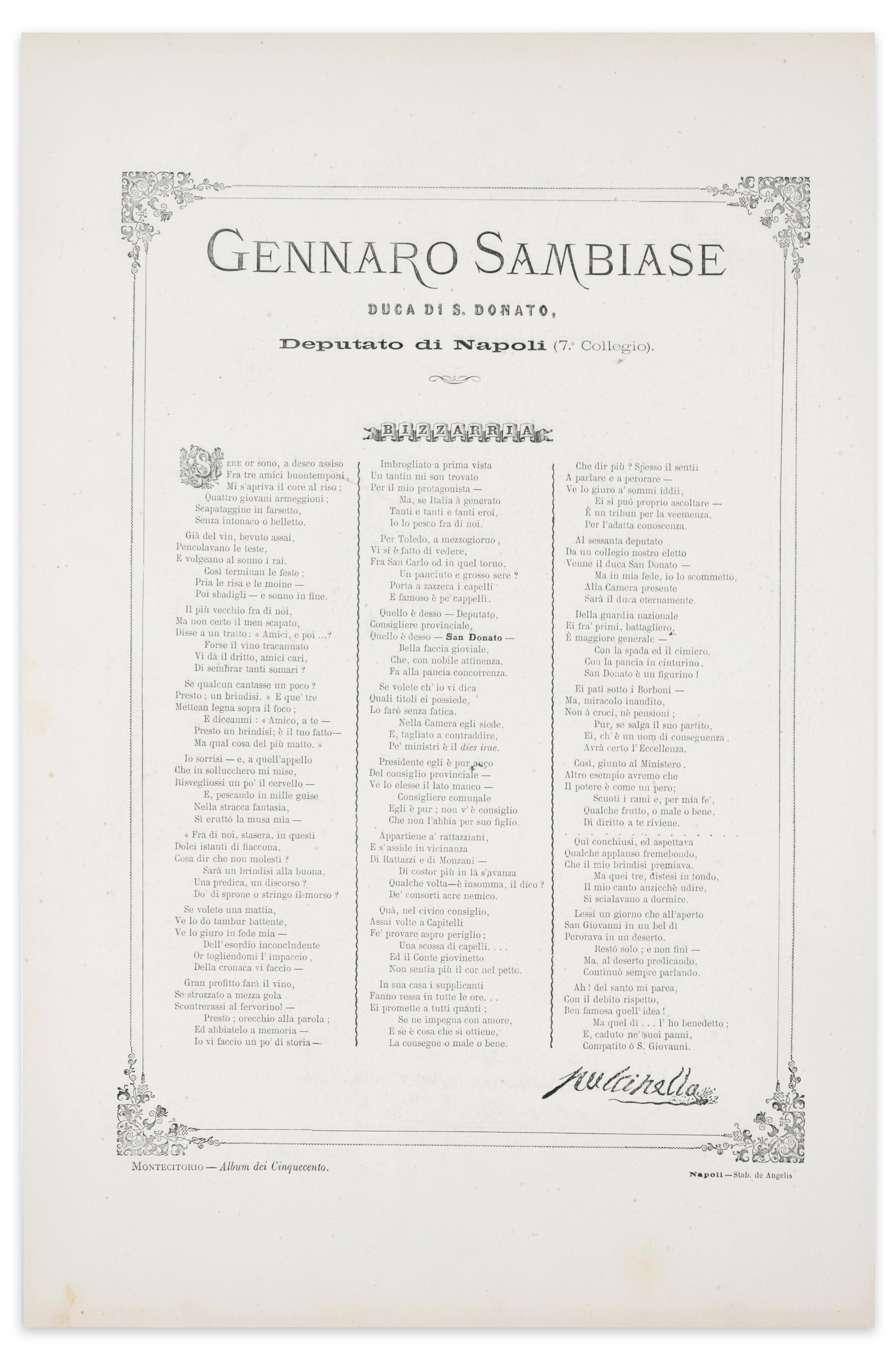 One at a Time - Lithograph by A. Maganaro - 1872 - Print by Antonio Manganaro
