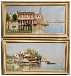  Pair of 20th century views of Venice, Near St. Marks and Squero di San Trovaso