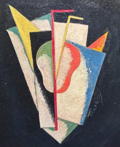 "composizione futurista su fondo nero " Olio su cartone cm. 19 x 24 anni 20