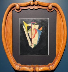 "composizione futurista su fondo nero " Olio su cartone cm. 19 x 24 anni 20