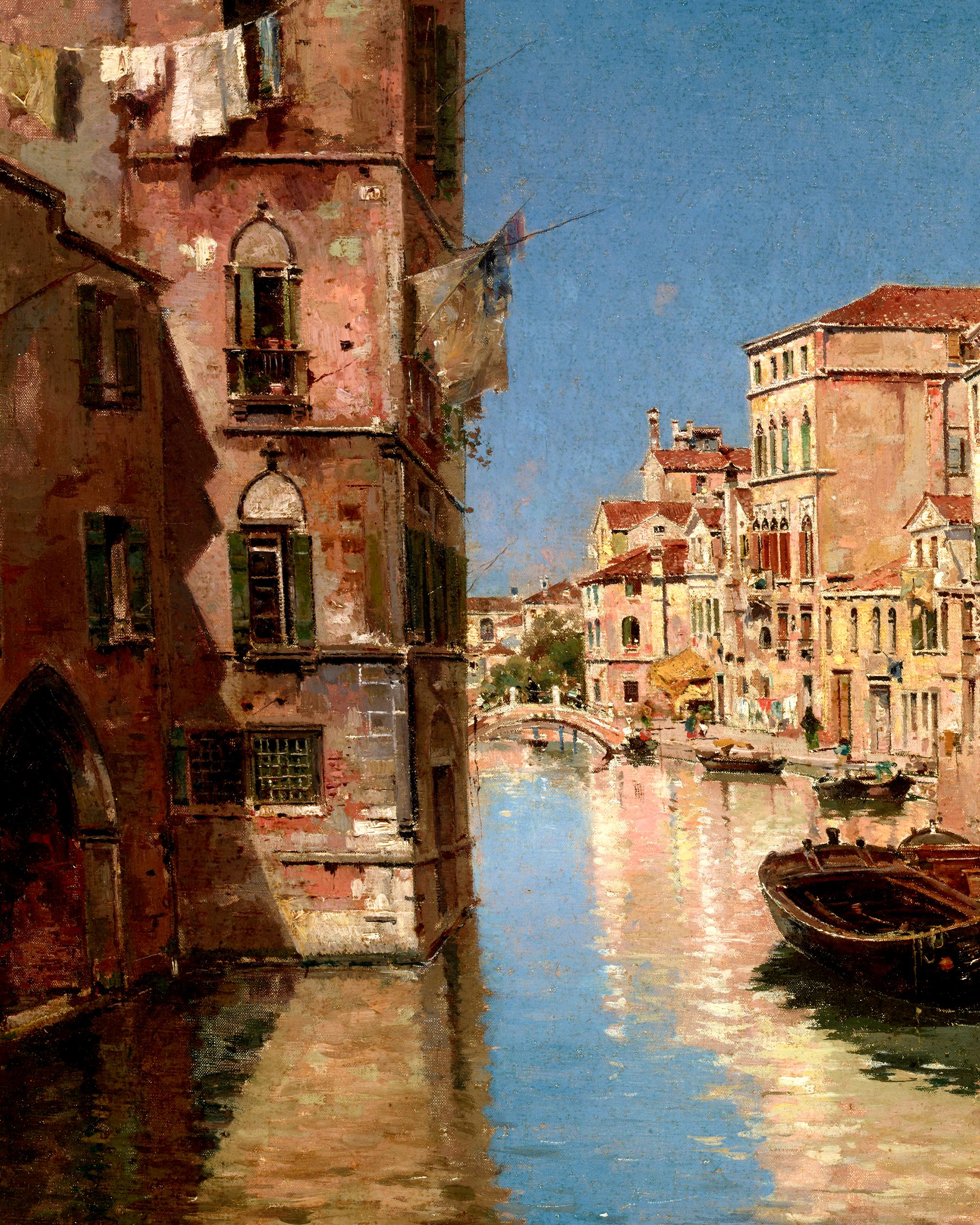 Canal Scene, Venice - Other Art Style Painting by Antonio Maria de Reyna Manescau