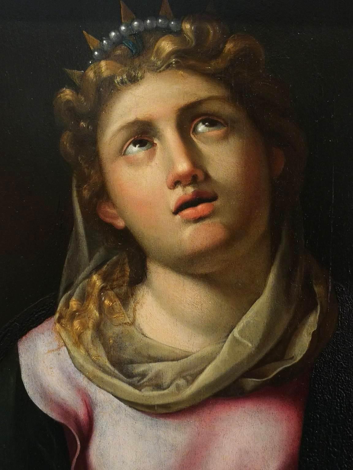 Dipinto figurativo religioso barocco classicista emiliano del seicento - Figurative Painting Brown di Antonio Maria Panico