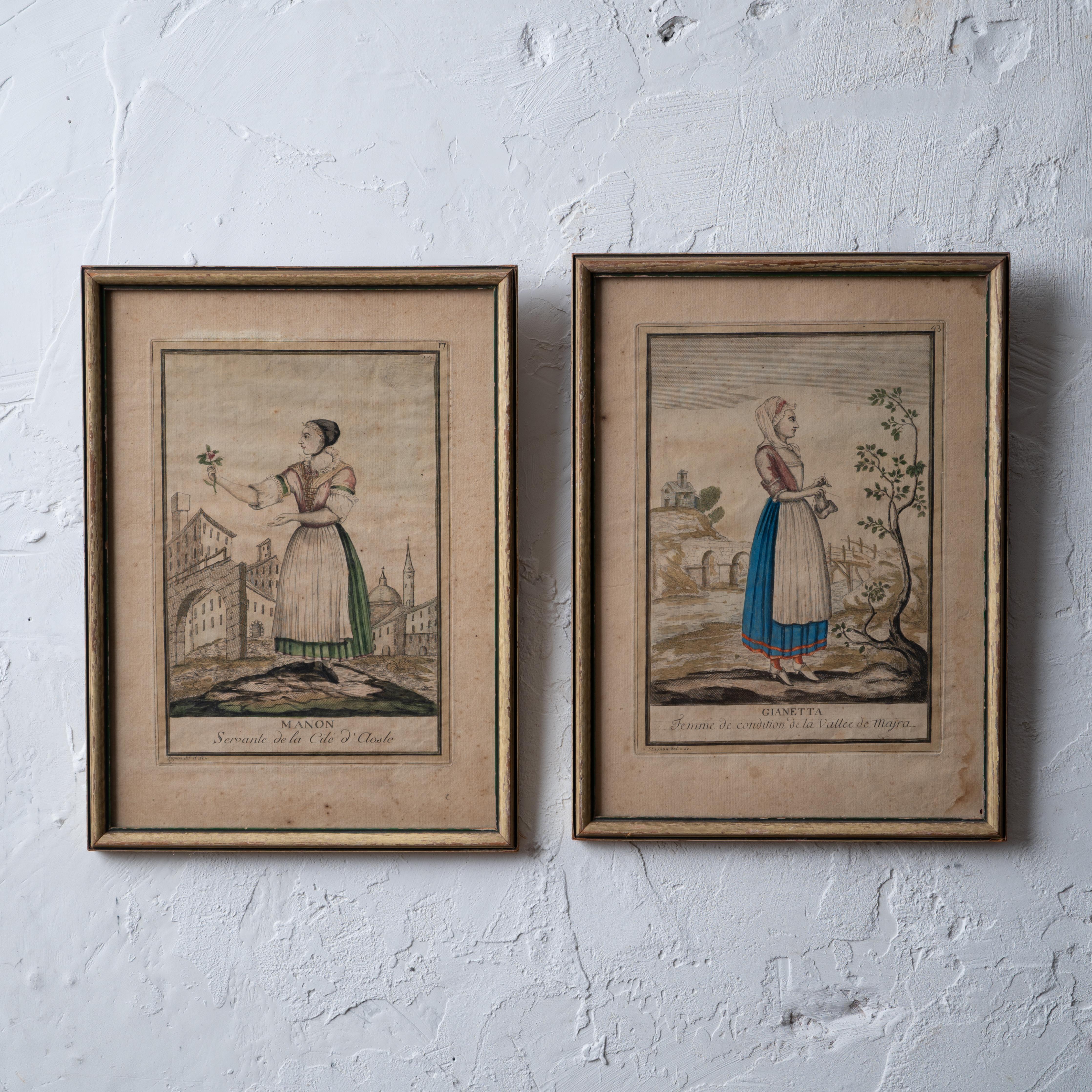A pair of engravings from Antonio Maria Stagnon’s Women's fashion in Piedmont at the end of the 18th century, published 1780.



9 ¼ by 12 ½ inches



