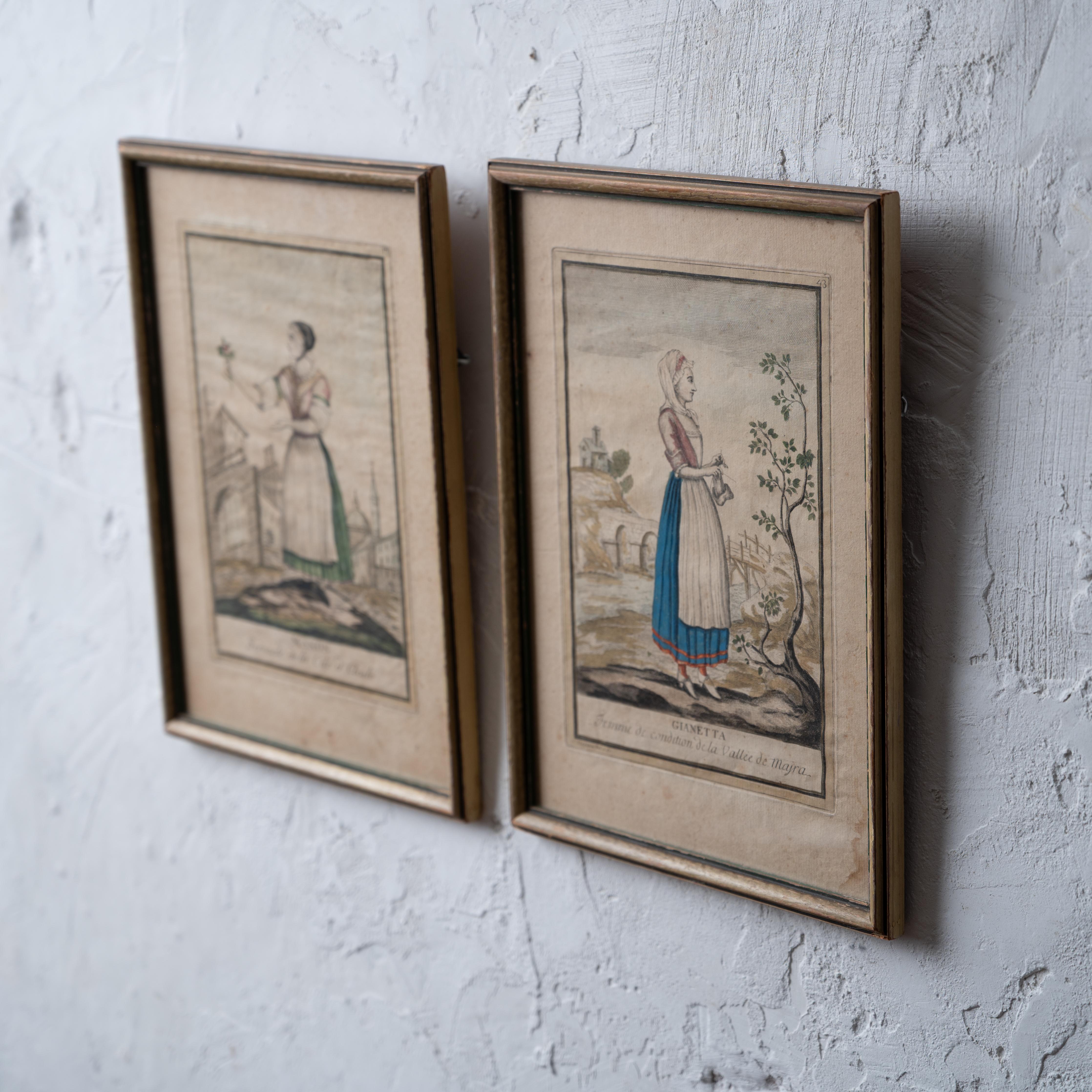 Late 18th Century Antonio Maria Stagnon - Fashions of Piedmont, Italy Engravings, 1780 For Sale